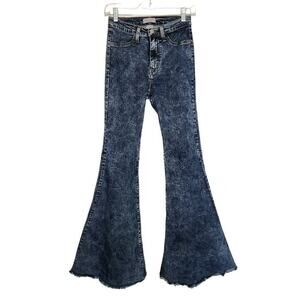 Judy Blue Women Jeans, Y2K Acid Wash Raw Hem Bell Bottoms Flare Jeans, 5/25
